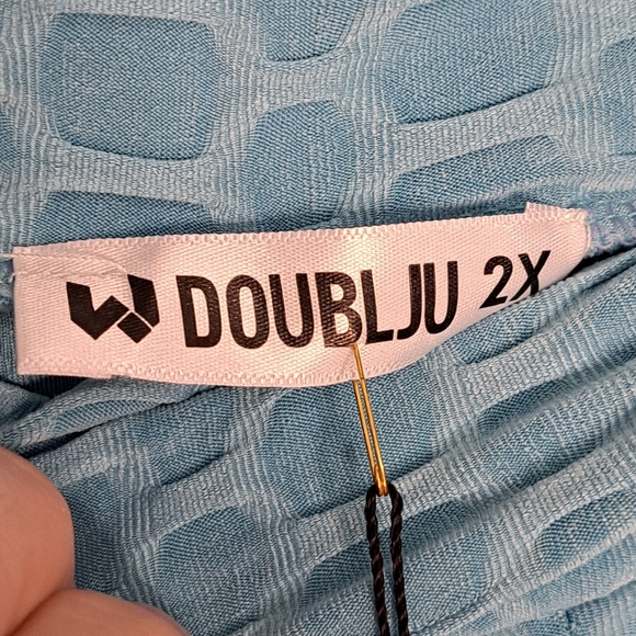 Doublju Leggings Turquoise Plus Size 2X Light Blue NWT Honeycomb Pattern - Picture 5 of 8